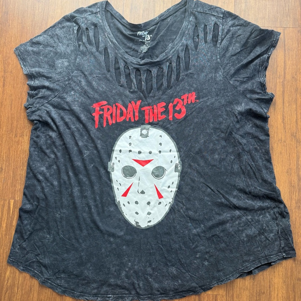 Torrid Friday the 13th T Shirt Jason Mask Black Slashed Gothic Horror 4 (4X 26)